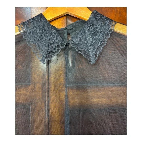 EUC Anthropologie Sheer Top in Black Size Small* - Picture 4 of 5